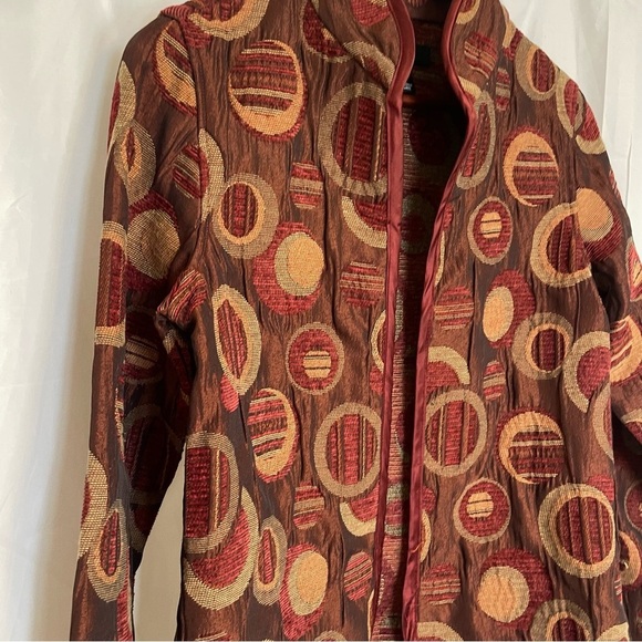 KAKTUS Women’s Burgundy Red Circle Pattern Blazer Jacket Open Front Size Small - Picture 5 of 12